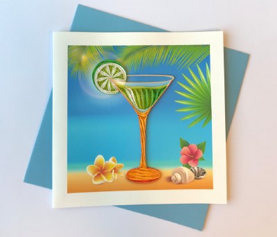 6" Square Quilling Tropical Drink Card