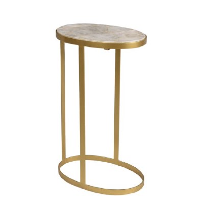 16" Oval Marble Top Gold Table