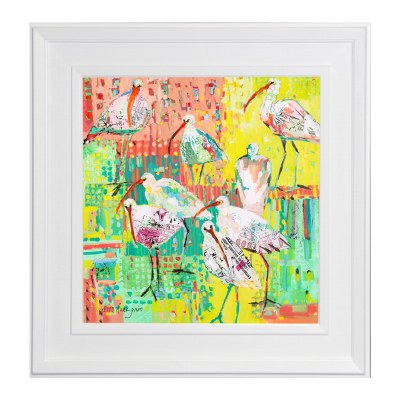 37" Square Multicolor Abstract Ibis Framed Gel Print