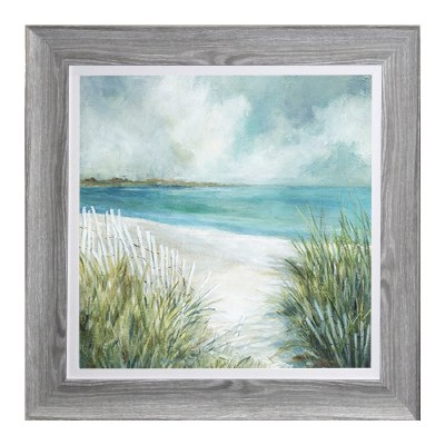 44" Square Beach Fence Dune Framed Gel Print