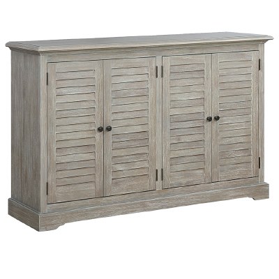 62" Gray Plantation Shutter Credenza With Four Doors