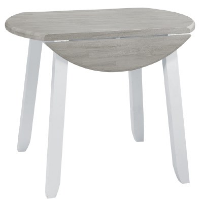 36" Round White and Gray Oyster Bay Dropleaf Table