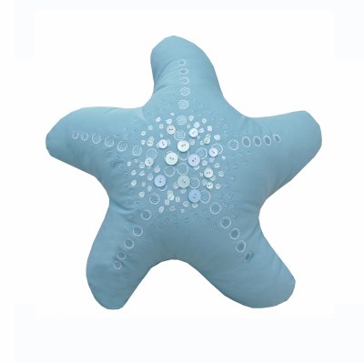 22" Ocean Blue Embroidered Starfish Pillow