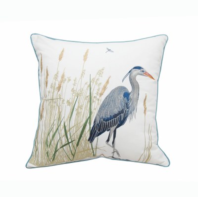 20" Square Blue Heron at Saltmarsh Grass Pillow