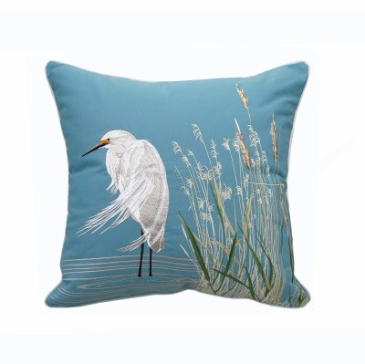 20" Square Waterside Snowy White Egret Pillow