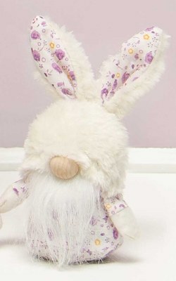 6" Purple Floral Easter Gnome With Fuzzy Bunny Hat