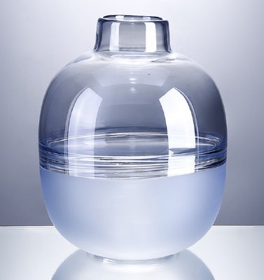 12" Two-toned Blue Glass Round Vase