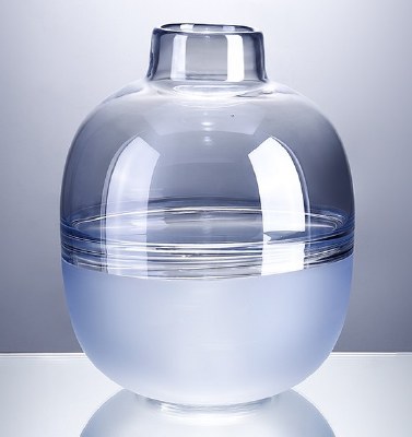 12" Two-toned Blue Glass Round Vase
