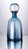 13" Blue Iridescent Glass Bottle With Topper
