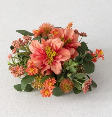 3" Faux Coral Dahlia and Berry Half Orb