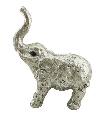 11" Silver Polyresin Elephant Figurine
