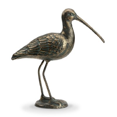 11" Distressed Gold Cast Iron Serene Sandpiper Sculpture