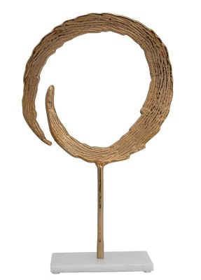 21" Gold Metal Curl Sculpture With Marble Base