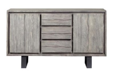 58" Weathered Gray 3 Drawer 2 Door Credenza