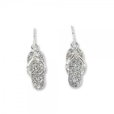 Silver and Crystal Blinged Flip Flop Earrings