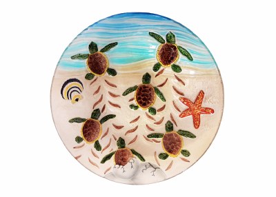 12" Round Turtle Hatchling Glass Plate