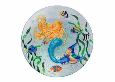 12" Round Mermaid Garden Glass Plate