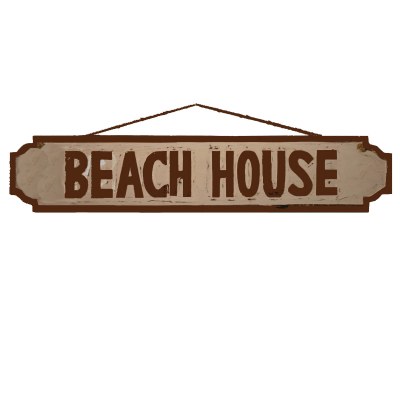 39" Beach House Painted Wood Wall Plaque