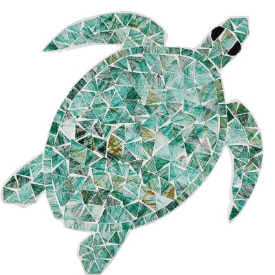 14" Green Glass Mosaic Sea Turtle Wall Plaque