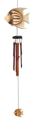 34" Natural Painted Fish Bamboo Wind Chime