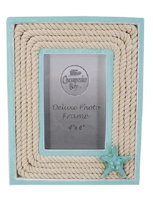 4" x 6" Green Starfish Rope Trimmed Picture Frame