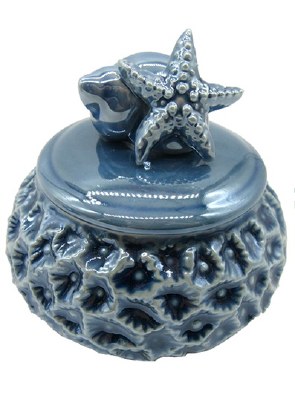 4" Blue Starfish Shell Trinket Box