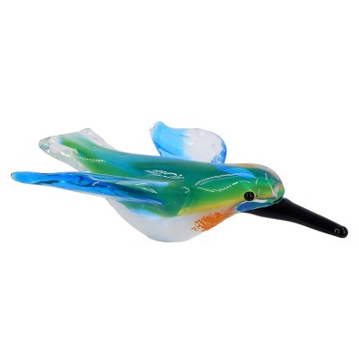 7" Multicolor Glass Flying Hummingbird Figurine