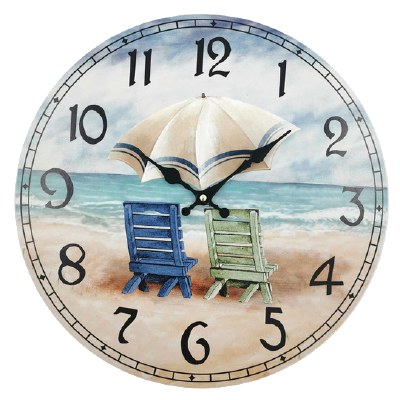 16" Round Adirondack Beach Chairs Wood Wall Clock