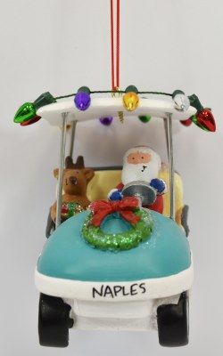 Naples Santa Driving a Golf Cart Ornamnet