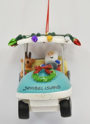 Sanibel Island Santa Driving a Golf Cart Ornament