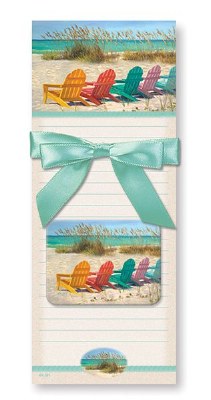 Pack of 2 Beach Adirondack Chairs Magnetic List Pads and Decorative Magnet