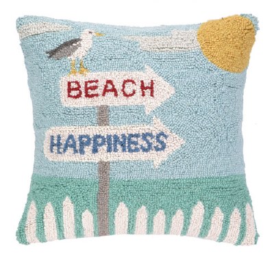 16" Square Beach Happiness Seagull Pillow