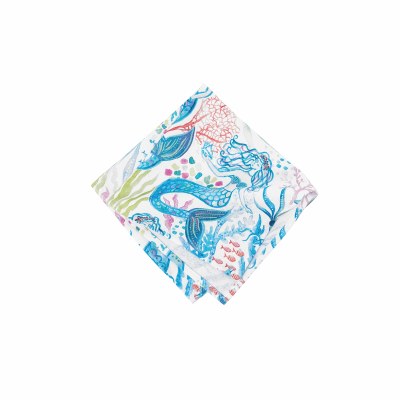 18" Square Blue Mermaid Garden Cloth Napkin