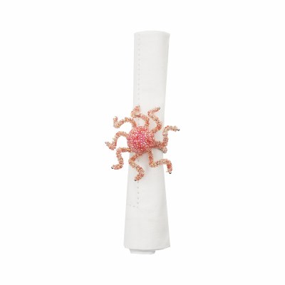 2" Coral Beaded Octopus Napkin Ring