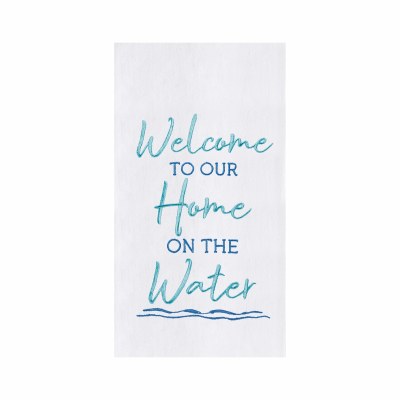27" x 18" Blue Welcome to Our Home Flour Sack Kitchen Towel