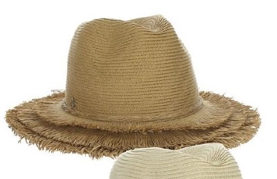3" Brim Toast Braided Safari Hat With Frayed Brim