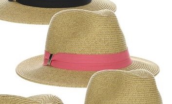 3" Natural Braided Safari Hat With Coral Grosgrain Band
