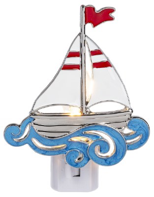 5" Red, White, and Blue Metal Sailboat Night Light