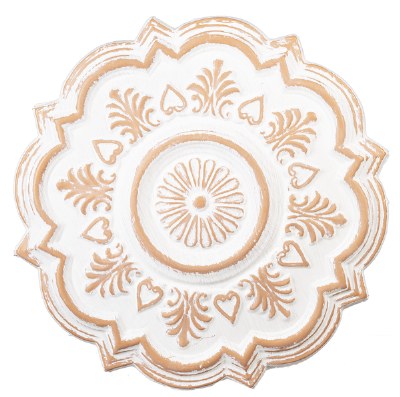 19" Round Whitewash and Beige Embossed Metal Medallion Wall Plaque