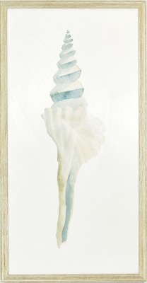42" x 22" Aqua Whelk Shell Gel Textured Print in a Gray Frame