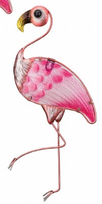 16" Pink Metal and Glass Flamingo Wall Plaque