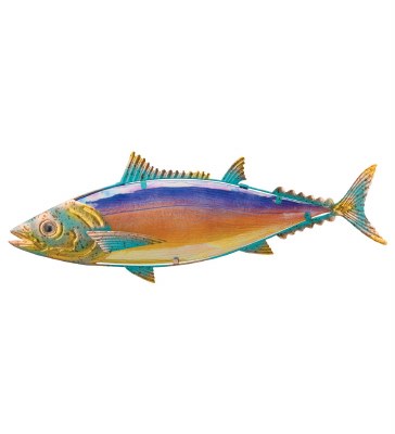 28" Multicolor Glass and Metal Tuna Wall Plaque