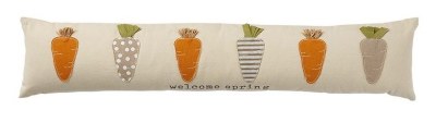 7" x 35" Orange and Gray Carrots Welcome Spring Decorative Easter Pillow by Mud Pie