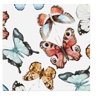5" Square Multicolor Butterfly Beverage Napkins