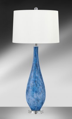 35" Blue and Silver Glitter Marbled Pin Lamp With Acrylic Base