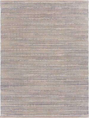 5' x 7.9' Bleached Natural and Spa Blue Fiber Rug