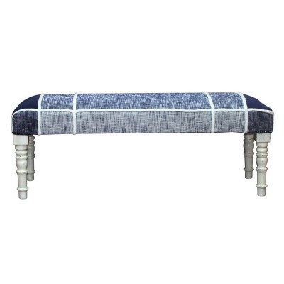 47" Upholstered Navy Bench