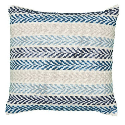 18" Square Multicolor Blue Chevron Stripe Pillow