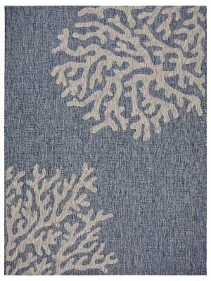 5" x 7" Navy and Gray Coral Rug