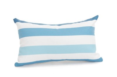 12" x 20" White and Light Blue Striped Pillow